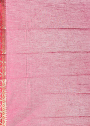 Pink Pure Cotton Saree With Blouse Piece