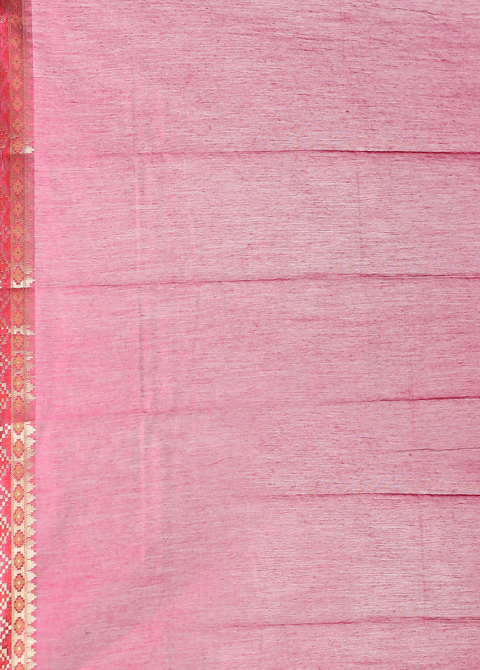 Pink Pure Cotton Saree With Blouse Piece