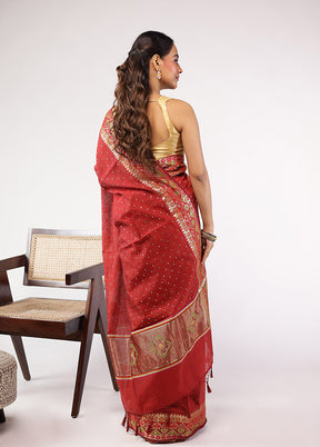 Red Pure Cotton Saree With Blouse Piece
