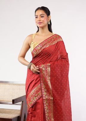 Red Pure Cotton Saree With Blouse Piece