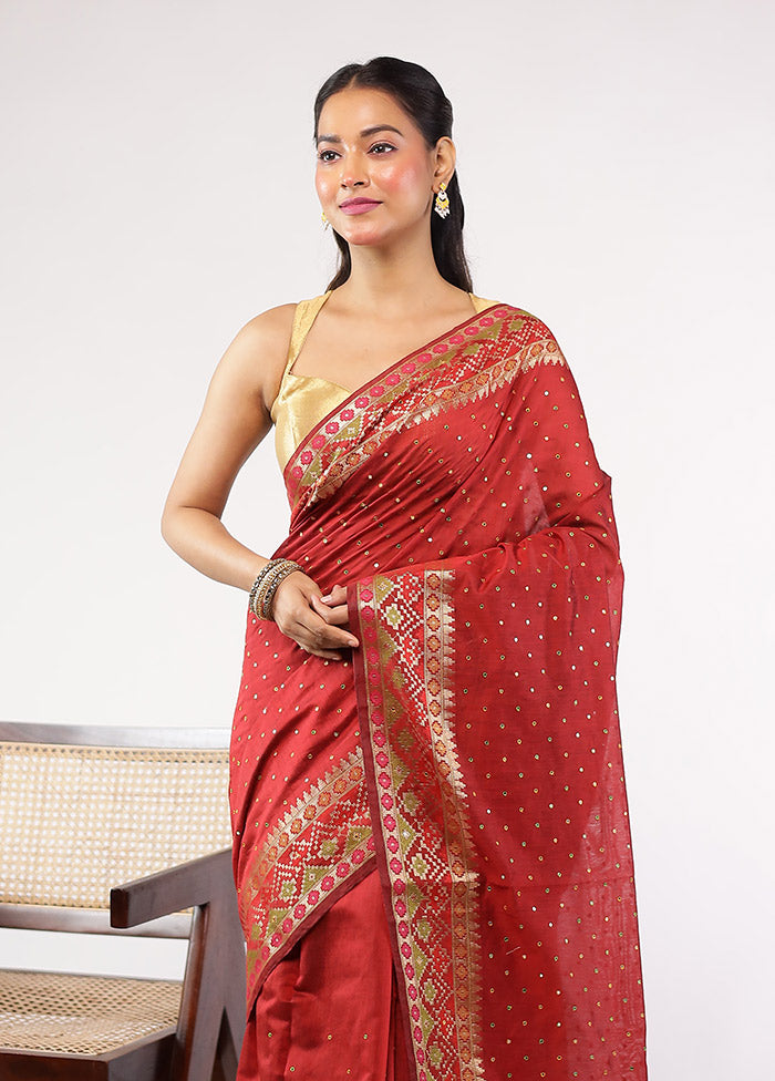 Red Pure Cotton Saree With Blouse Piece