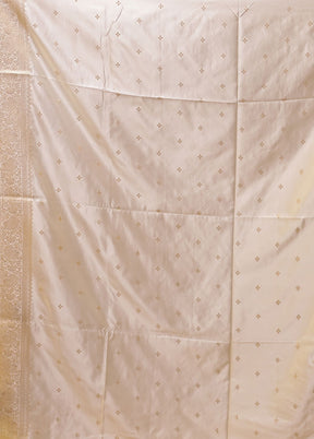 White Dupion Silk Saree With Blouse Piece
