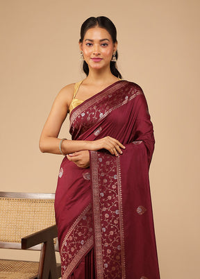 Purple Dupion Silk Saree With Blouse Piece
