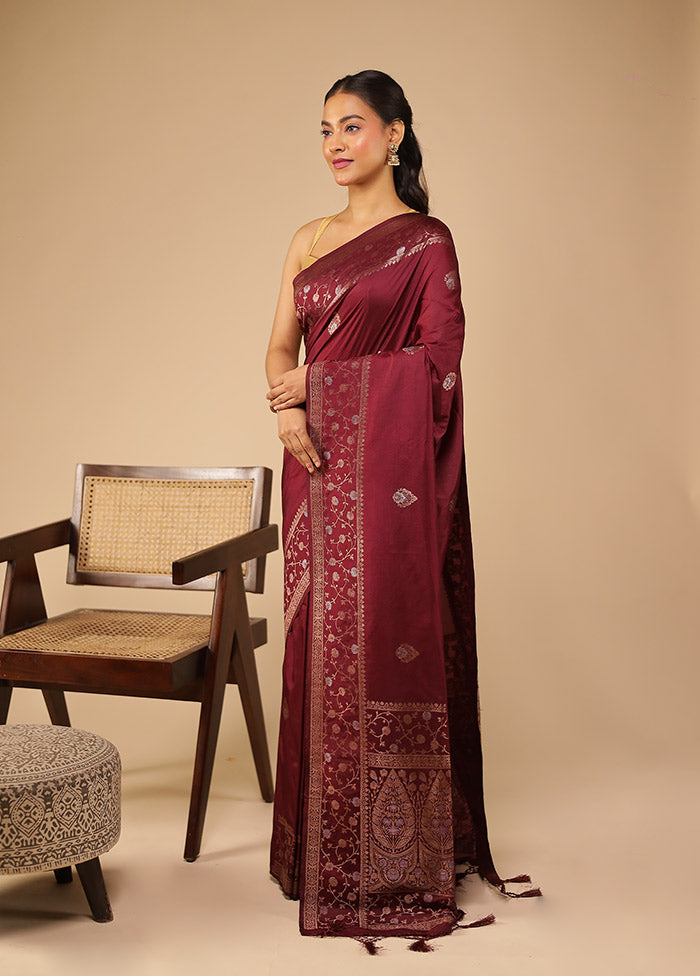 Purple Dupion Silk Saree With Blouse Piece