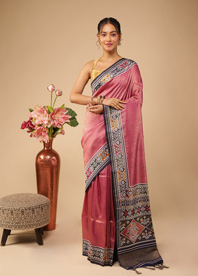 Pink Dupion Silk Saree With Blouse Piece