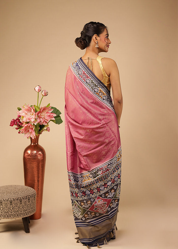 Pink Dupion Silk Saree With Blouse Piece