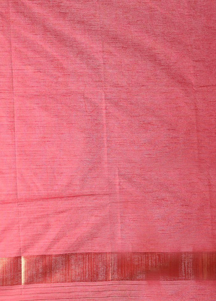 Pink Dupion Silk Saree With Blouse Piece