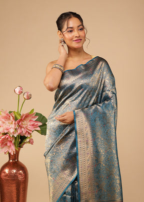 Green Dupion Silk Saree With Blouse Piece