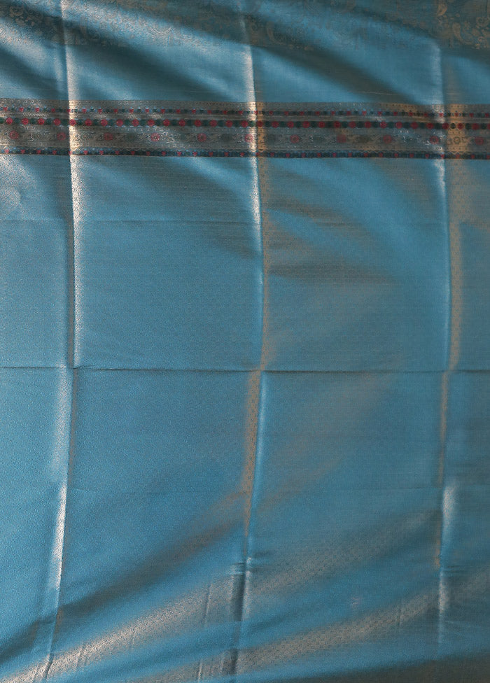 Green Dupion Silk Saree With Blouse Piece