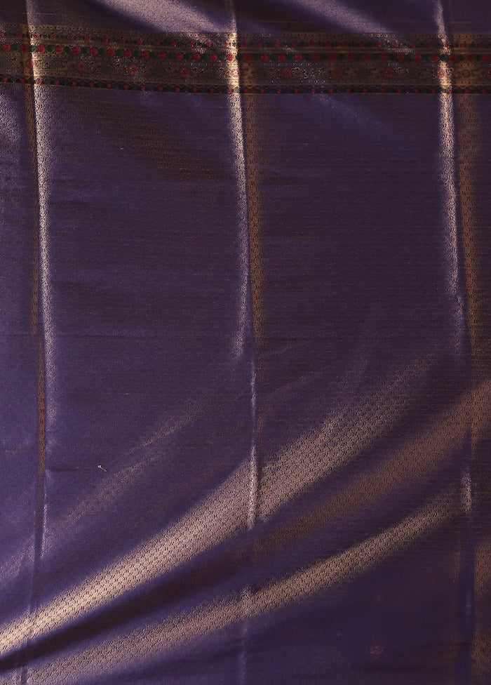 Blue Dupion Silk Saree With Blouse Piece