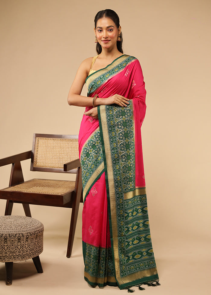 Pink Dupion Silk Saree With Blouse Piece