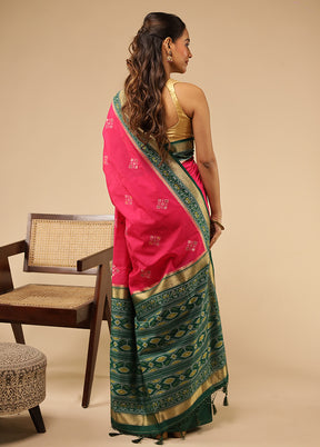 Pink Dupion Silk Saree With Blouse Piece