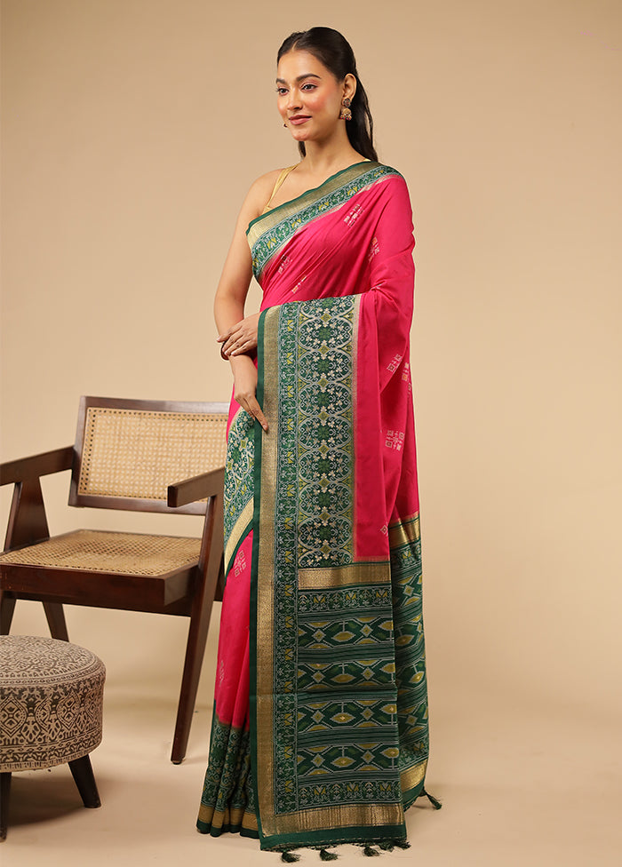 Pink Dupion Silk Saree With Blouse Piece