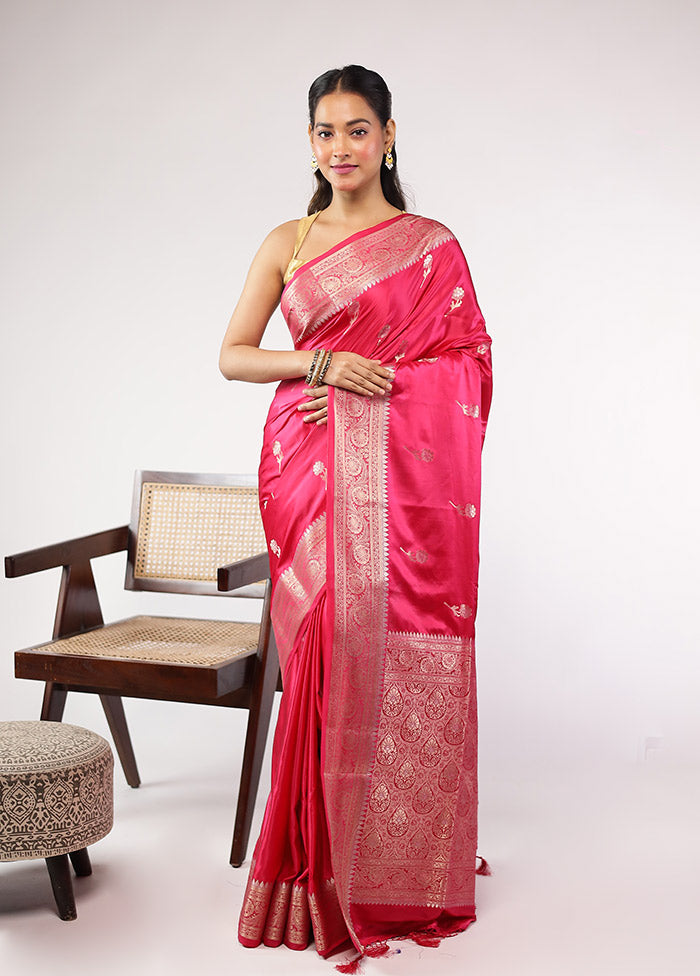 Pink Dupion Silk Saree With Blouse Piece