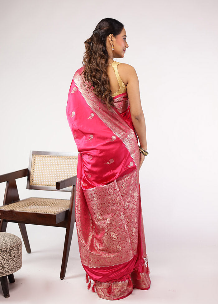 Pink Dupion Silk Saree With Blouse Piece