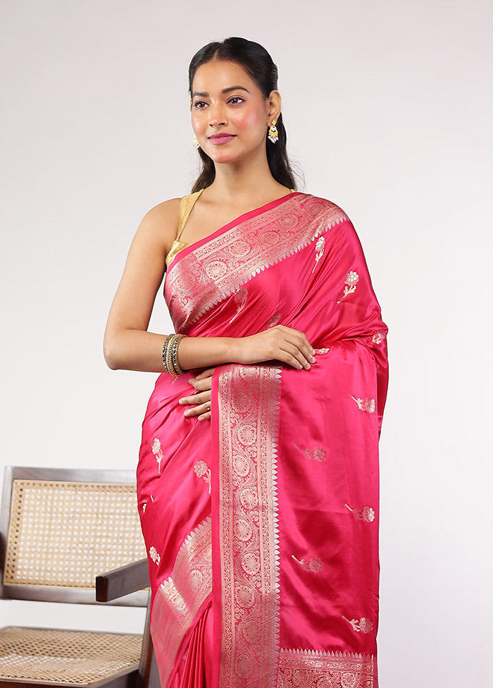 Pink Dupion Silk Saree With Blouse Piece