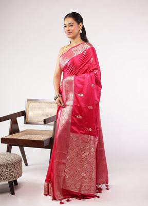 Pink Dupion Silk Saree With Blouse Piece