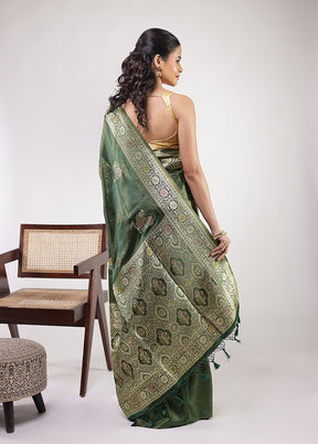 Green Dupion Silk Saree With Blouse Piece