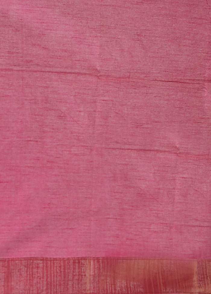 Pink Dupion Silk Saree With Blouse Piece
