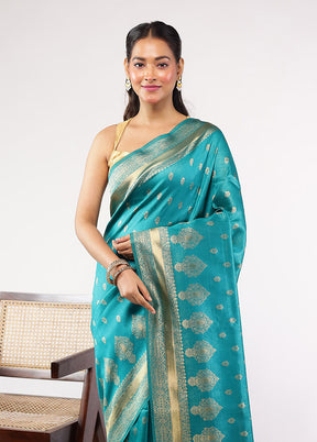 Green Dupion Silk Saree With Blouse Piece