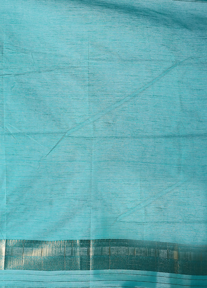 Green Dupion Silk Saree With Blouse Piece