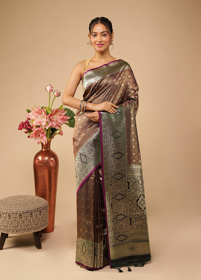 Purple Dupion Silk Saree With Blouse Piece