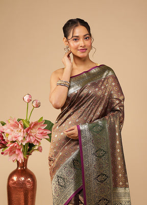 Purple Dupion Silk Saree With Blouse Piece