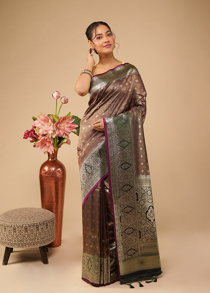 Purple Dupion Silk Saree With Blouse Piece