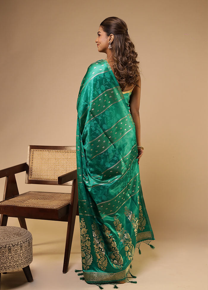 Green Dupion Silk Saree With Blouse Piece