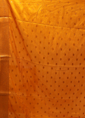 Yellow Dupion Silk Saree With Blouse Piece
