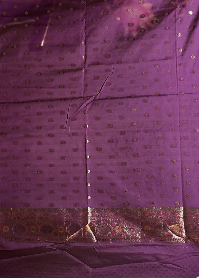 Purple Dupion Silk Saree With Blouse Piece