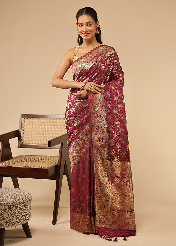 Purple Dupion Silk Saree With Blouse Piece