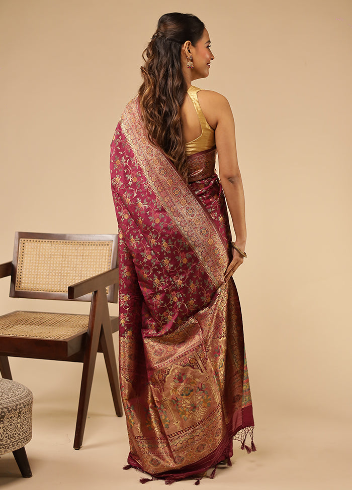 Purple Dupion Silk Saree With Blouse Piece