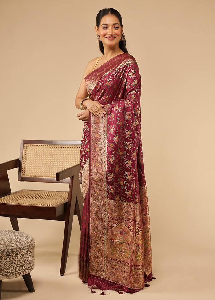 Purple Dupion Silk Saree With Blouse Piece