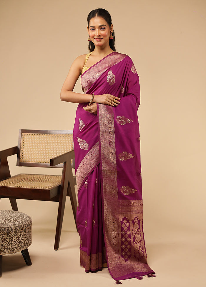 Purple Dupion Silk Saree With Blouse Piece