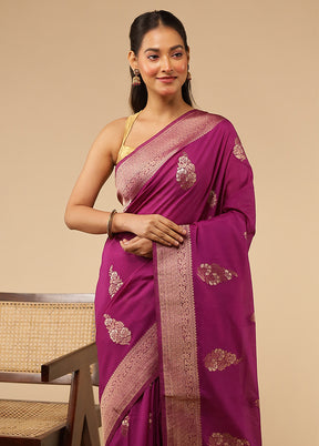 Purple Dupion Silk Saree With Blouse Piece