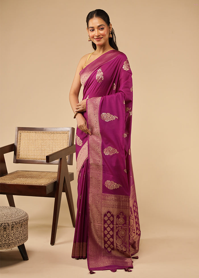 Purple Dupion Silk Saree With Blouse Piece