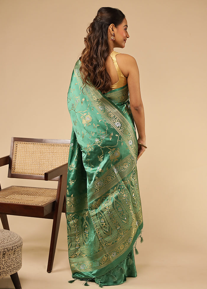 Green Dupion Silk Saree With Blouse Piece