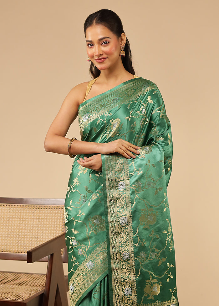 Green Dupion Silk Saree With Blouse Piece