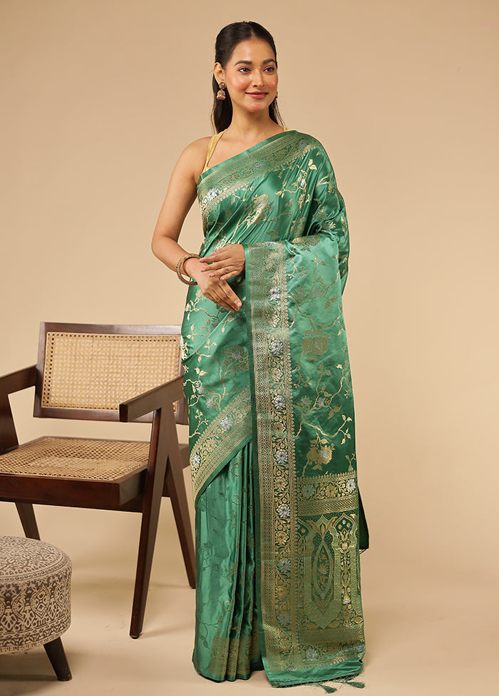 Green Dupion Silk Saree With Blouse Piece