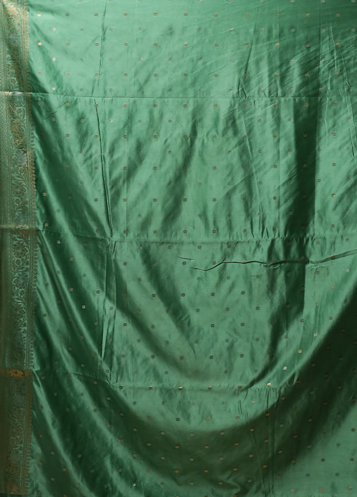 Green Dupion Silk Saree With Blouse Piece
