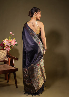 Black Dupion Silk Saree With Blouse Piece