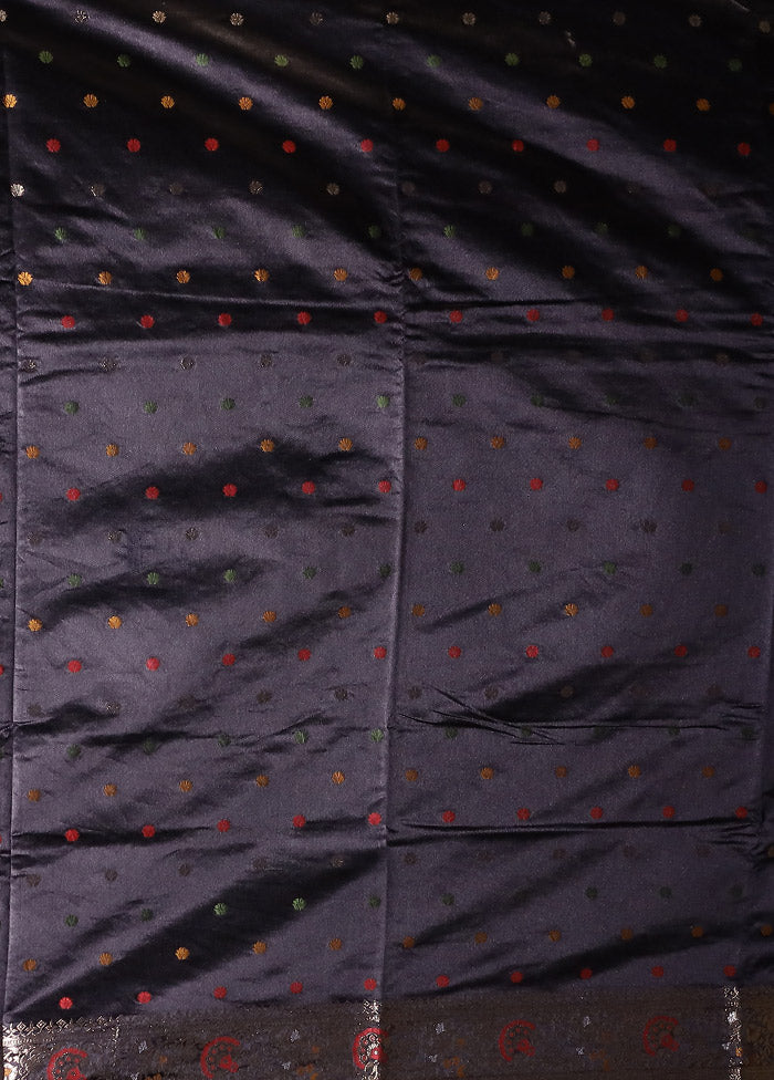 Black Dupion Silk Saree With Blouse Piece
