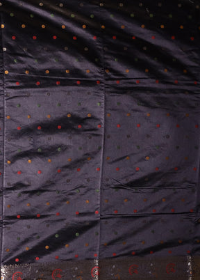 Black Dupion Silk Saree With Blouse Piece