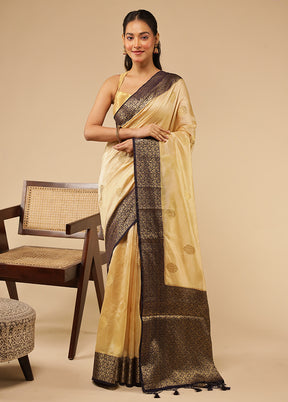 Cream Dupion Silk Saree With Blouse Piece
