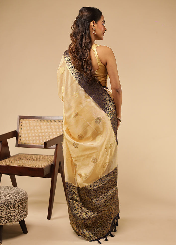 Cream Dupion Silk Saree With Blouse Piece