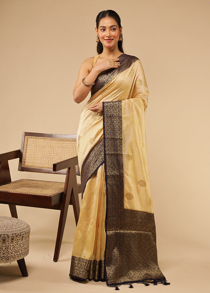 Cream Dupion Silk Saree With Blouse Piece