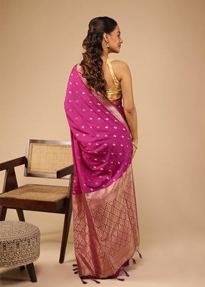 Purple Dupion Silk Saree With Blouse Piece