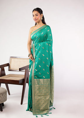 Green Dupion Silk Saree With Blouse Piece