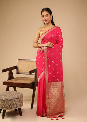 Pink Dupion Silk Saree With Blouse Piece